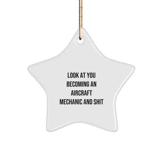 Funny Aircraft Mechanic Gifts for Him, Star Ornament for Men, Christmas Unique Gifts from Friends - Image 1