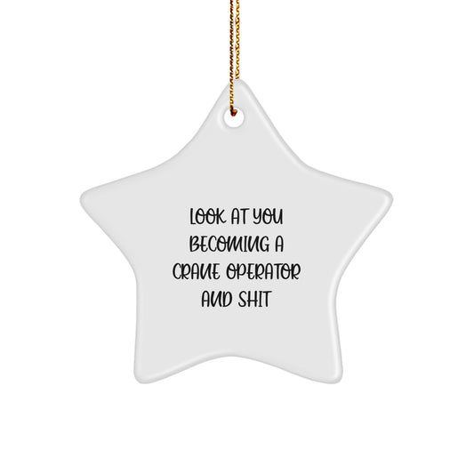 Funny Crane Operator Gifts, 'Look At You Becoming A Crane Operator And Shit' Star Ornament, Gifts for Men, Unique Christmas Unique Gifts from Friends - Image 1