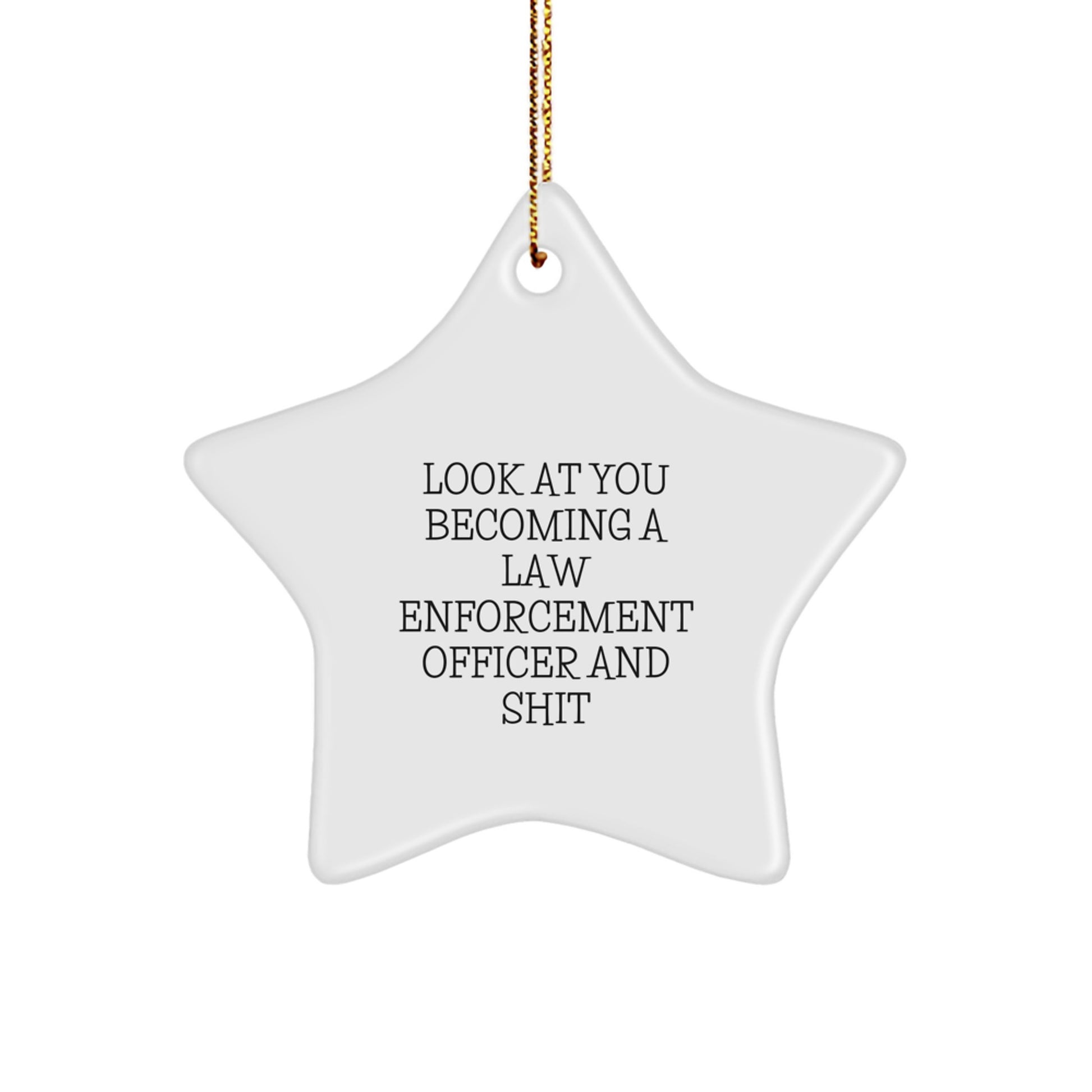 Funny Law Enforcement Officer Gifts, Star Ornament with Quote Look At You Becoming, Law Enforcement Officer Christmas Decorations from Family - Image 1