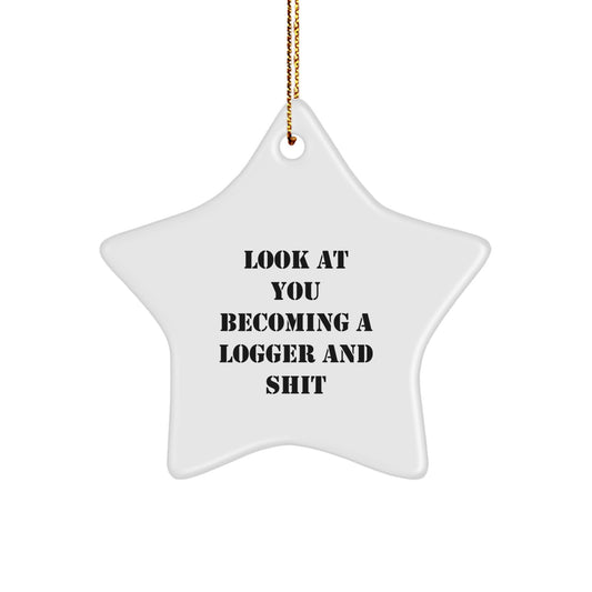 Logger Star Ornament Keepsake for Him Holiday Christmas Gift - Image 1