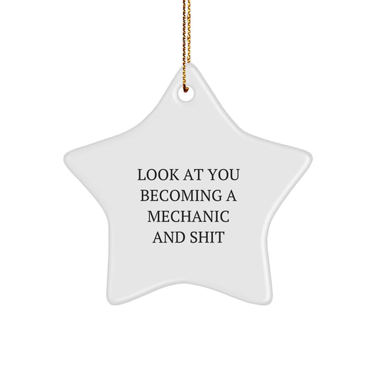 Christmas Gift for Her Mechanic Star Ornament Present - Image 1