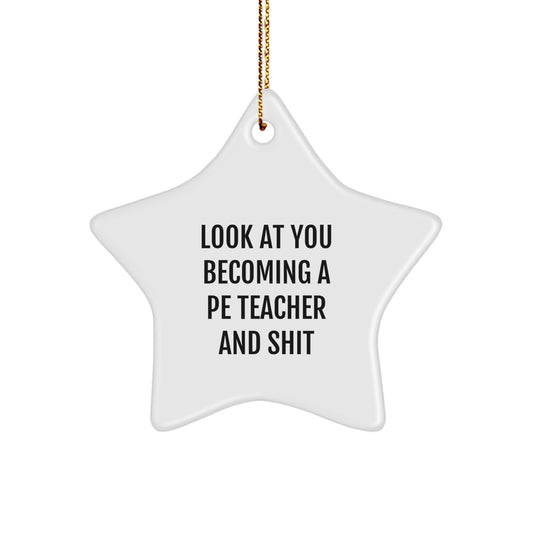 PE Teacher Keepsake Christmas Ornament for Him Gift - Star Holiday Tree - Image 1