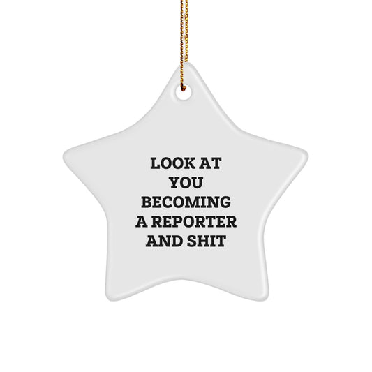 Reporter Keepsake Christmas Ornament for Him Gift – Brightly Printed - Image 1