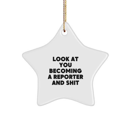 Reporter Star Ornament for Family Treasure Christmas Gift - Image 1