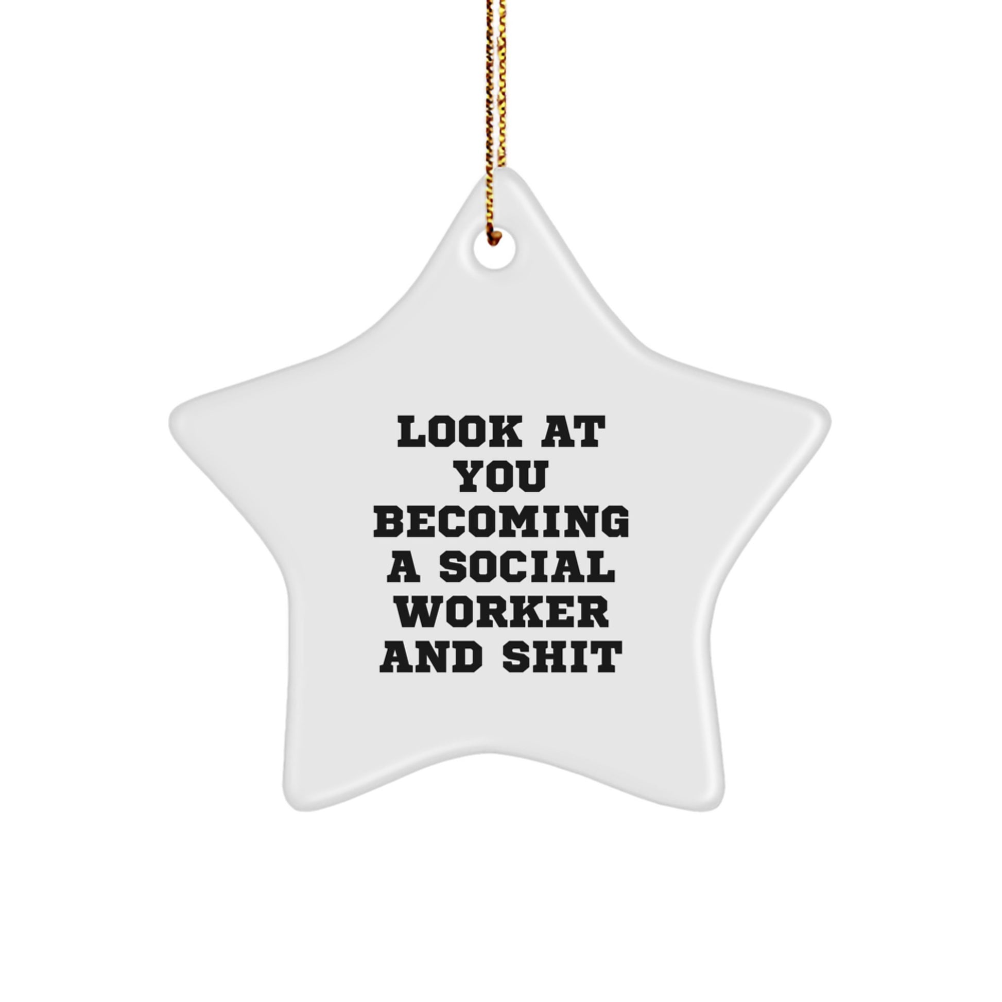 Funny Social Worker Gifts - 'Look At You Becoming A Social Worker And Shit' Star Ornament for Christmas Unique Gifts from Family to Social Worker - Image 1