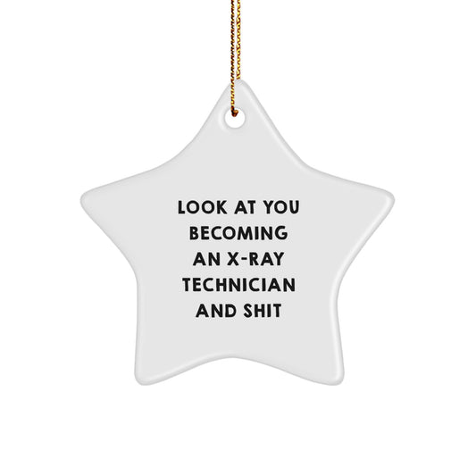 Funny X-Ray Technician Star Ornament Gifts from Friends, Unique Christmas Unique Gifts for X-Ray Technician Men, Star Shaped Decorations - Image 1