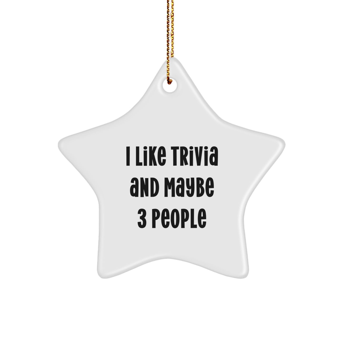 Trivia Star Ornament, Funny Gift for Trivia Lovers, White Star Shaped Decoration for Christmas Unique Gifts from Friends, Coworkers, Family - Image 1