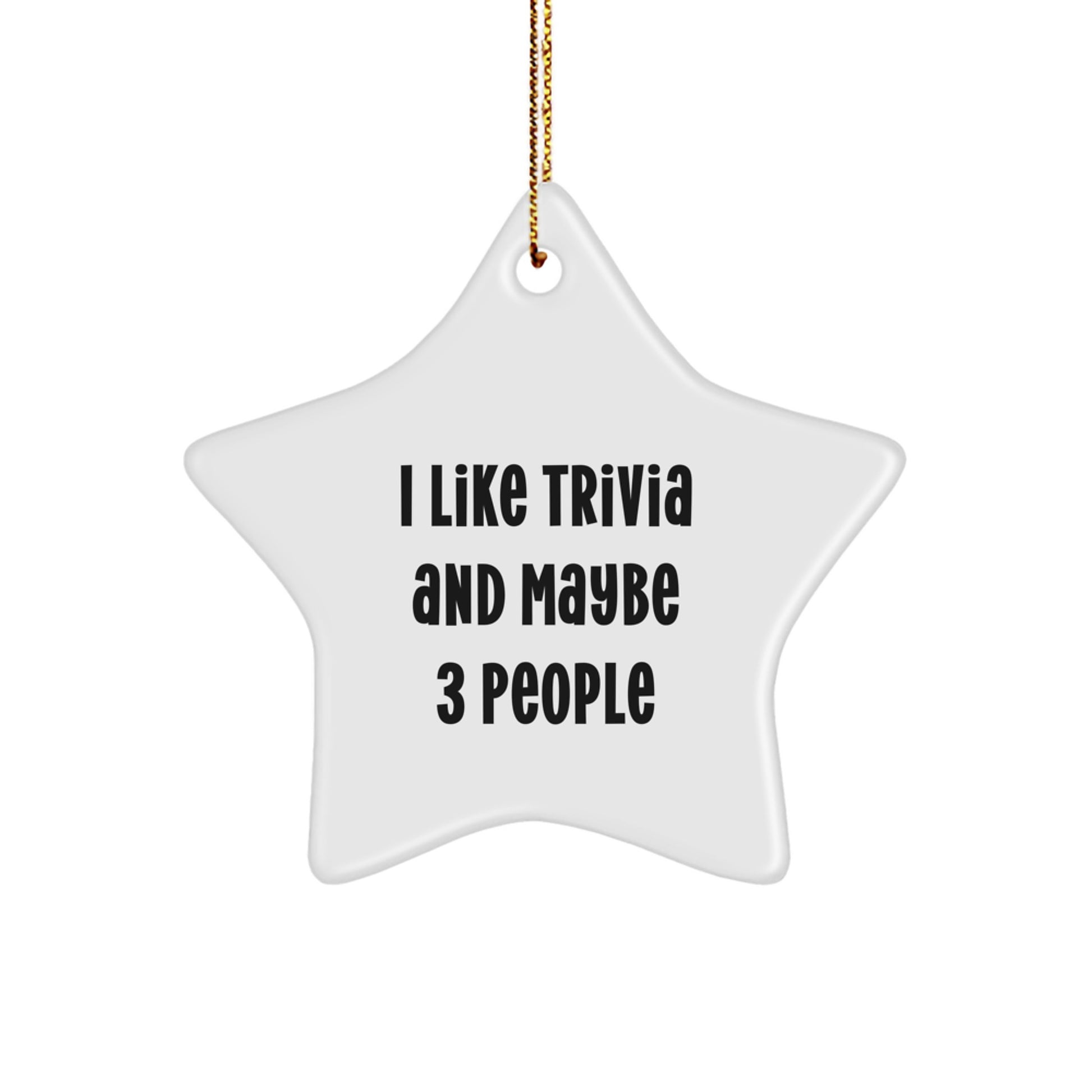 Trivia Star Ornament, Funny Gift for Trivia Lovers, White Star Shaped Decoration for Christmas Unique Gifts from Friends, Coworkers, Family - Image 1
