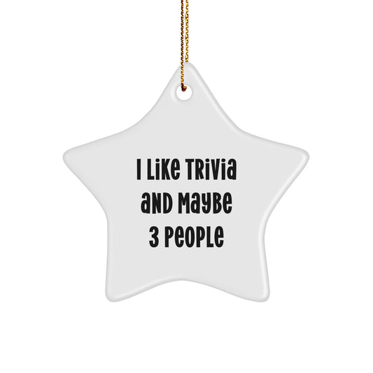 Trivia Star Ornament, Funny Gift for Trivia Lovers, White Star Shaped Decoration for Christmas Unique Gifts from Friends, Coworkers, Family - Image 1