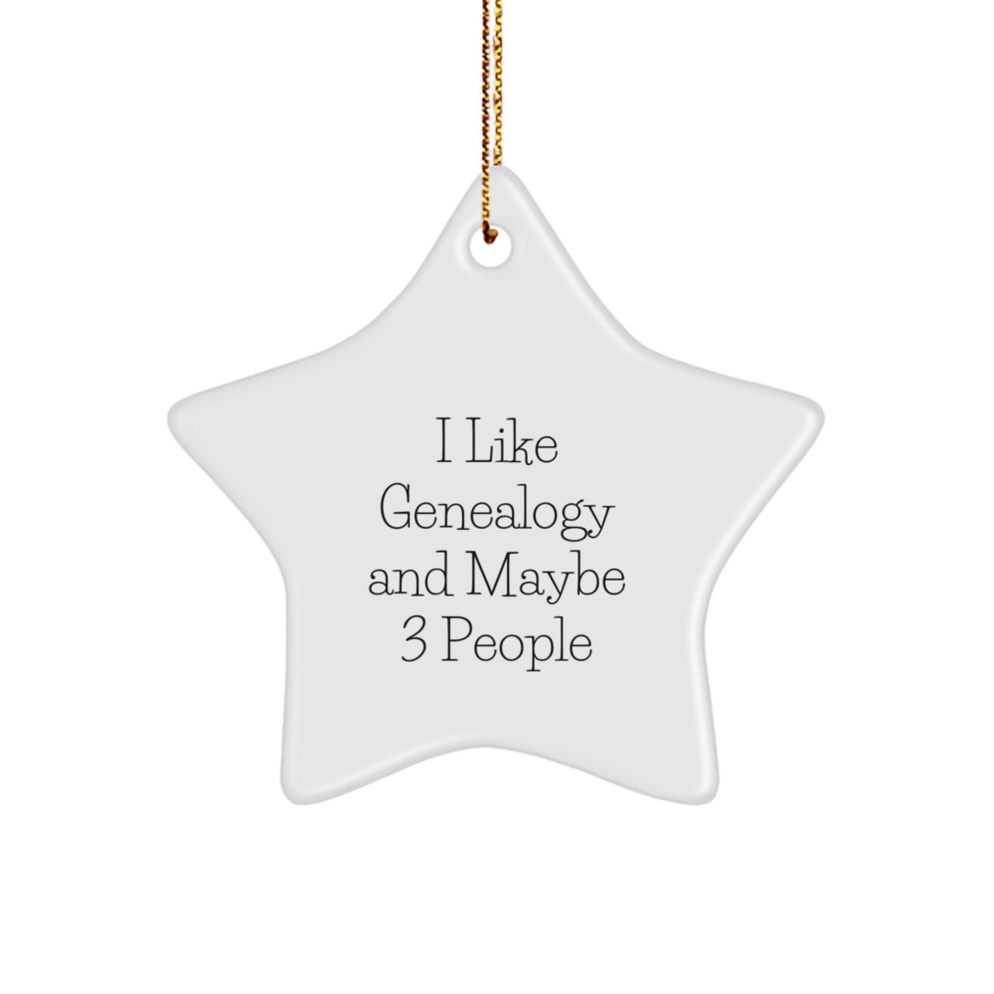 Funny Star Ornament Gifts from Family for Genealogy Enthusiasts - I Like Genealogy And Maybe 3 People - Genealogy Star Ornament for Christmas Unique Gifts - Image 1