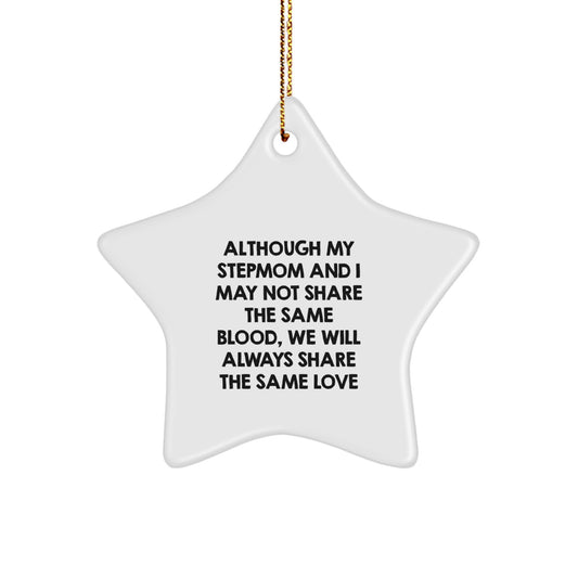 Funny Stepmom Christmas Unique Gifts from Men to Stepmom, Star Ornament with Inspirational Quote, Gifts for Stepmom, White Star-Shaped Decoration - Image 1