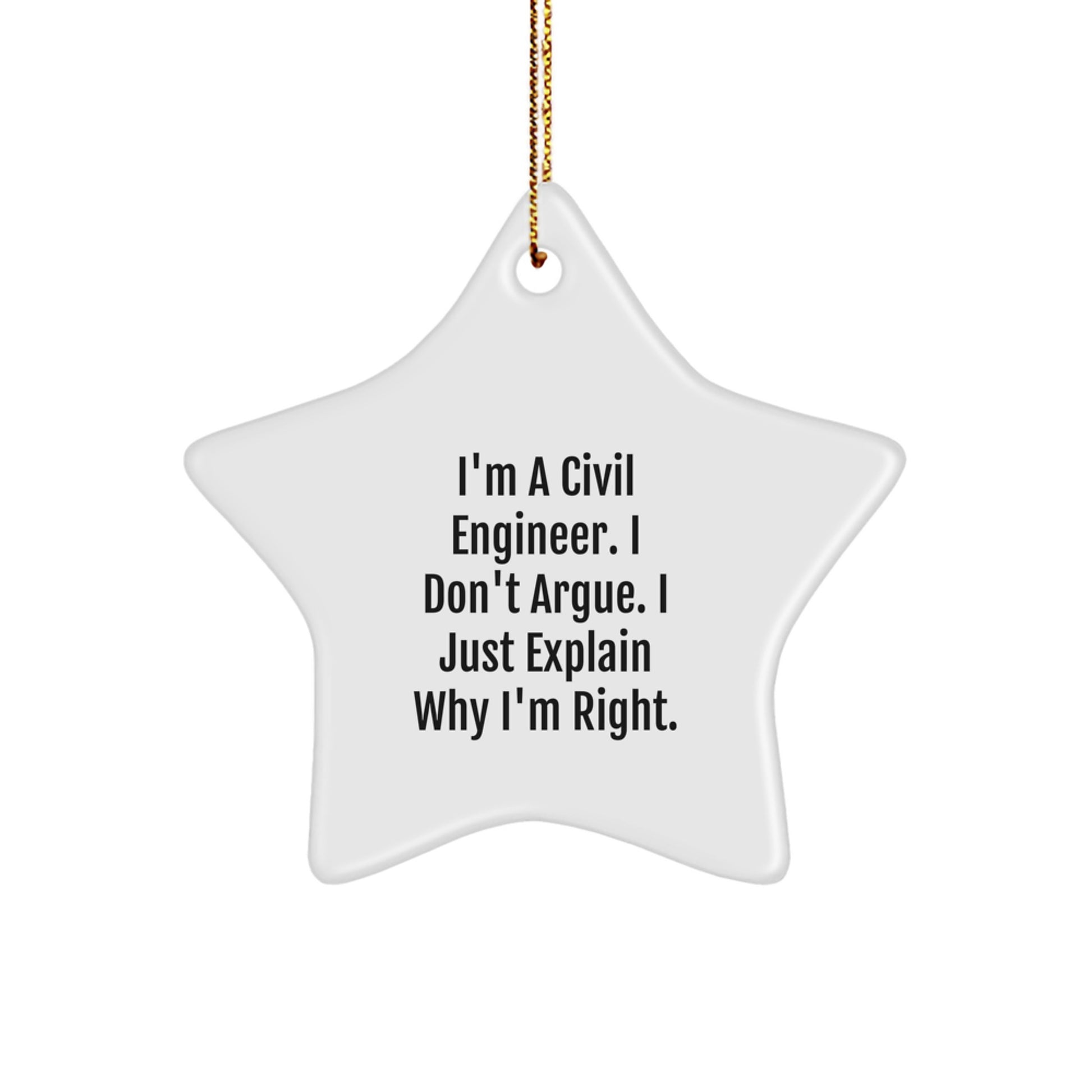 Funny Civil Engineer Star Ornament Gift from Friends and Family for Christmas Decorations - Image 1