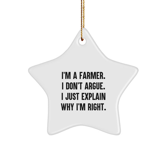 Witty Farmer Star Ornament Novelty Christmas Gift for Friends - Image 1