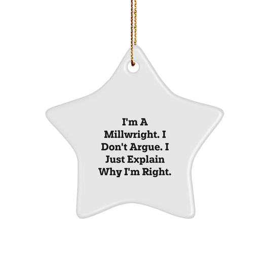 Millwright Star Ornament, Funny Quote Gifts from Men to Coworkers, Gifts for Millwrights, Christmas Unique Gifts - Image 1