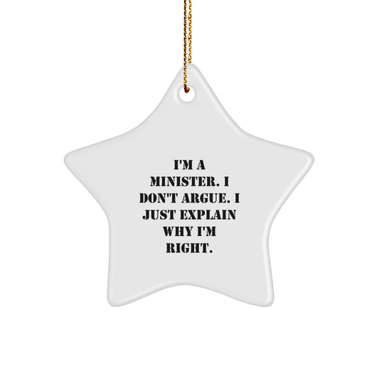 Minister Star Ornament Keepsake Idea for Coworkers Christmas Gift - Image 1