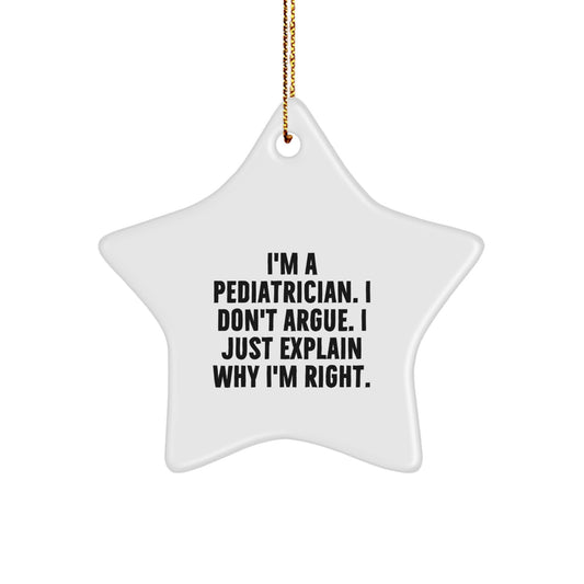 Funny Pediatrician Gifts from Family, Christmas Unique Gifts for Men, Women, Coworkers, Friends, Star Ornament - Image 1