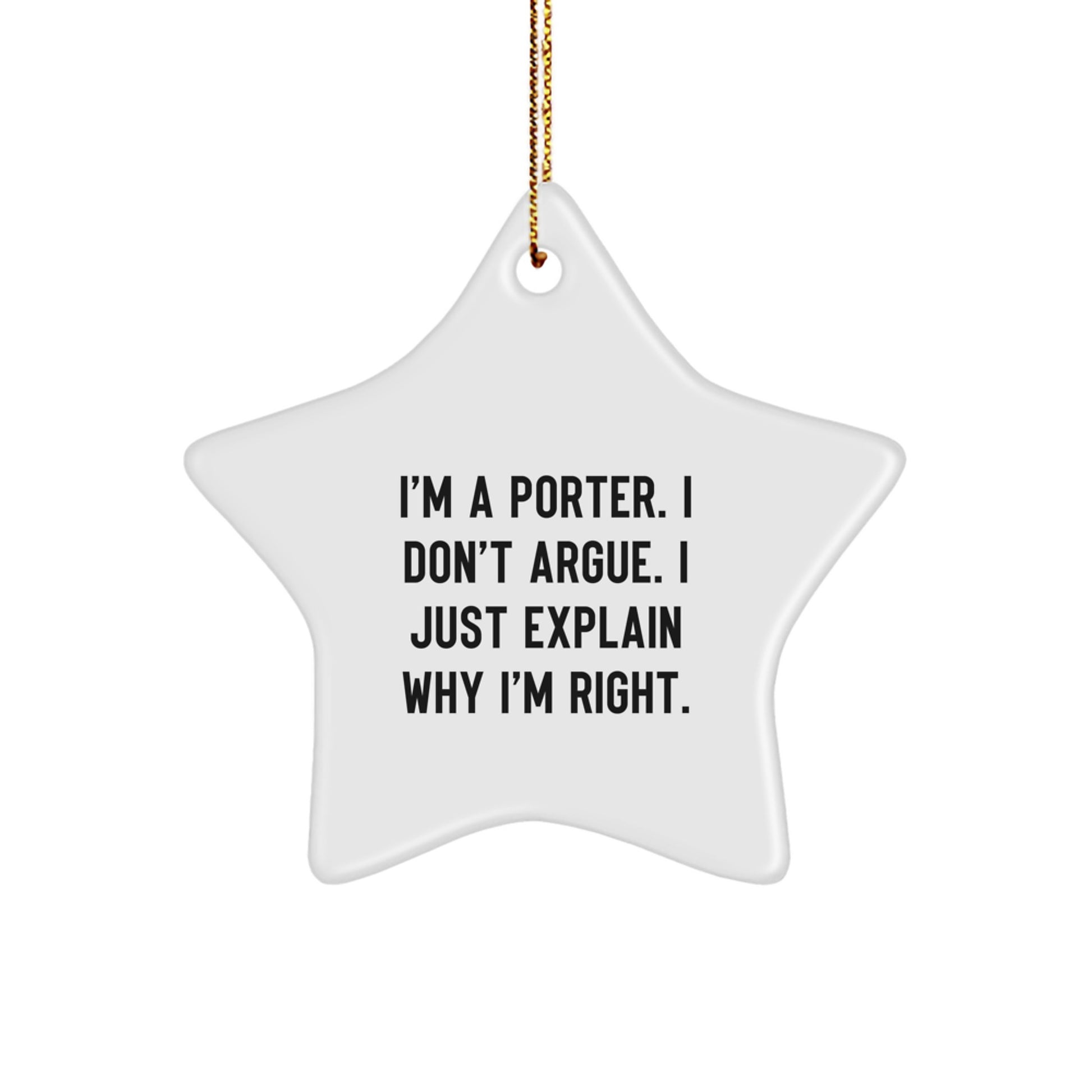 Funny Porter Star Ornament Gifts from Friends and Family for Porter Men at Christmas - Image 1