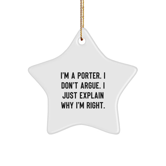 Funny Porter Star Ornament Gifts from Friends and Family for Porter Men at Christmas - Image 1