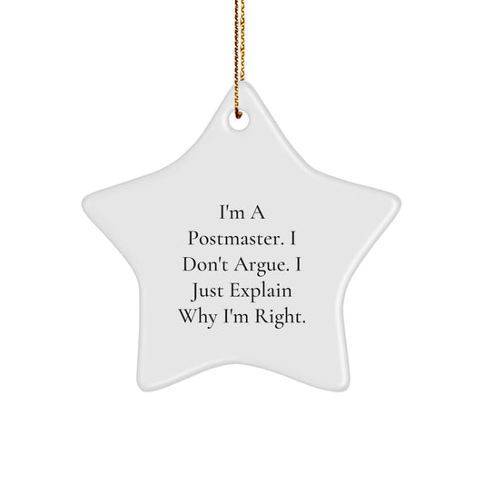 Funny Postmaster Gifts from Friends, Inspirational Star Ornament for Men, Christmas Unique Gifts for Postmaster - Image 1
