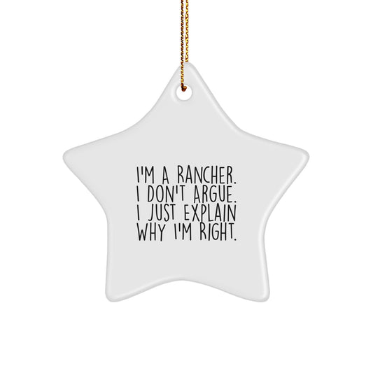 Funny Rancher Gifts for Men - I'm A Rancher Star Ornament, Unique Christmas Unique Gifts from Friends, Funny Rancher Decorations - Image 1
