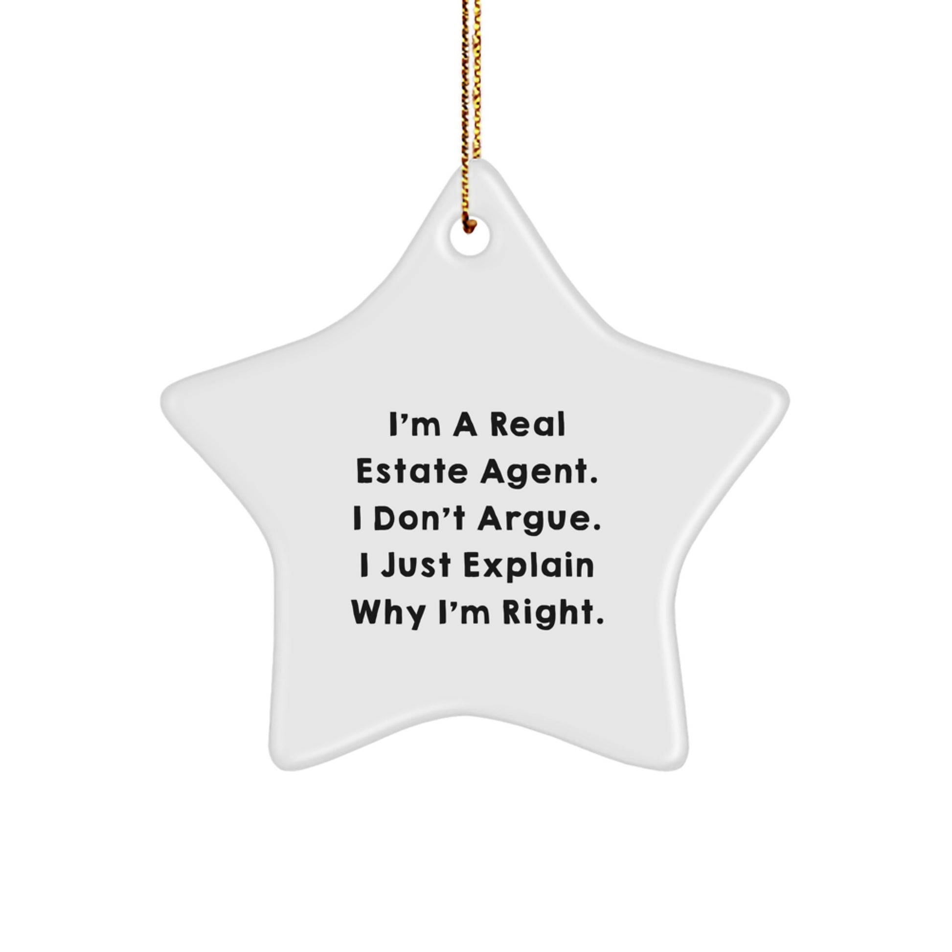 Funny Real Estate Agent Gifts from Men to Friends - Star Ornament for Christmas Unique Gifts - Image 1
