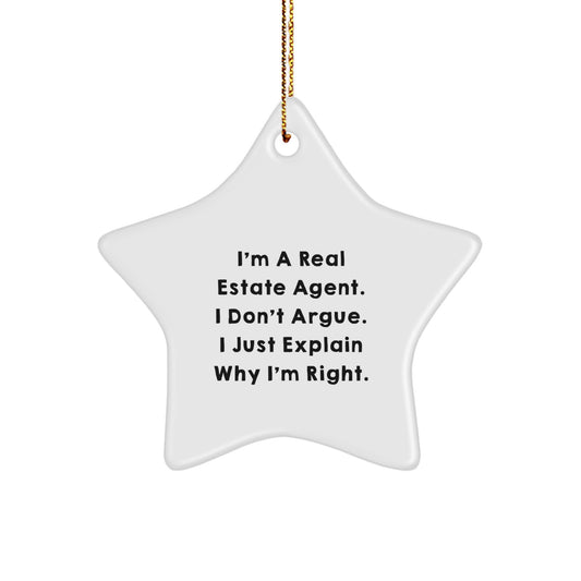 Funny Real Estate Agent Gifts from Men to Friends - Star Ornament for Christmas Unique Gifts - Image 1