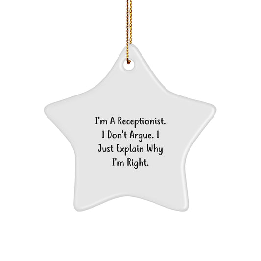 Funny Receptionist Star Ornament Gifts for Men, Unique Christmas Unique Gifts from Coworkers, Family, Friends - Image 1