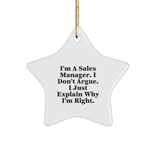 Funny Sales Manager Star Ornament Gift for Men Funny Sales Manager Quote Christmas Unique Gifts from Friends and Family - Image 1