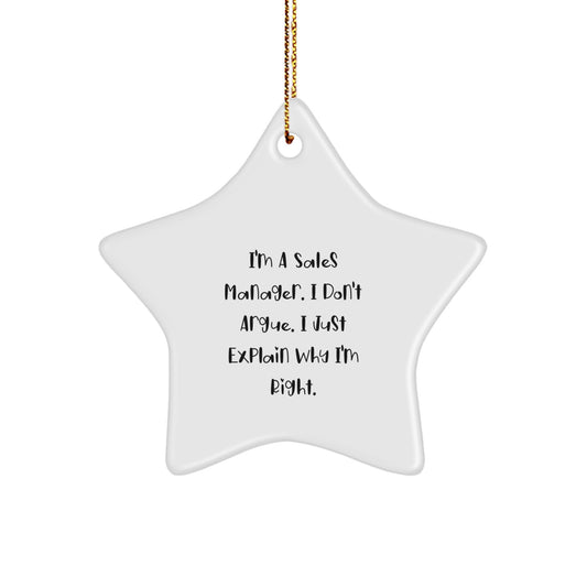 Funny Sales Manager Gifts for Christmas, Star Ornament Decorations from Coworkers, Sales Manager Humor Quote Gifts for Men Friends - Image 1