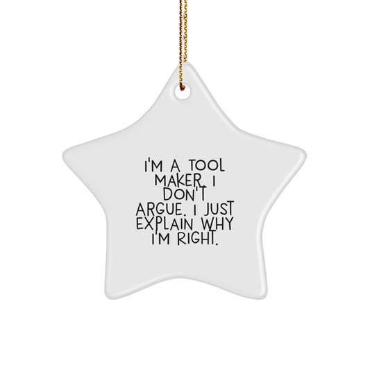 Funny Star Ornament for Tool Makers Gifts from Family, Christmas Unique Gifts for Tool Makers Men, Women, Friends, and Coworkers - Image 1