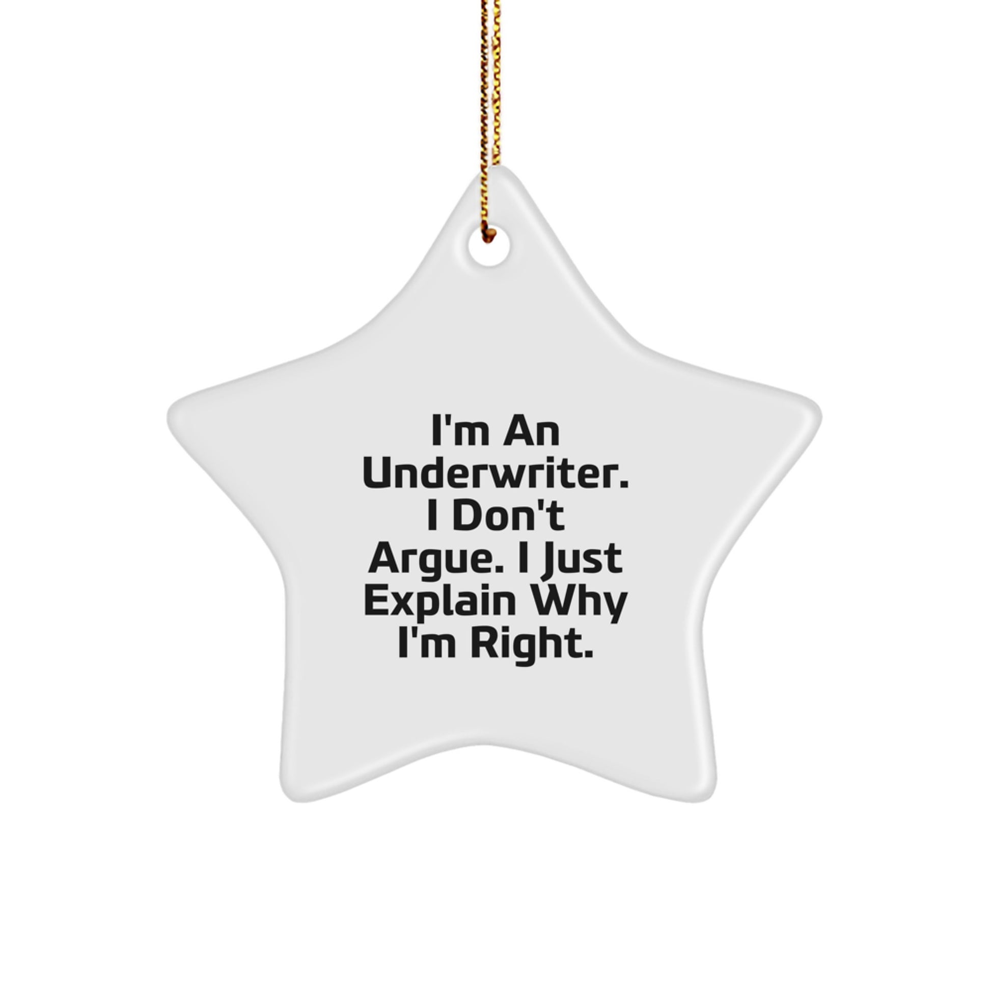 Funny Underwriter Gifts from Men to Friends, Unique Star Ornament for Christmas - Image 1