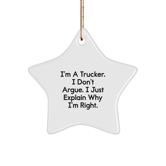 Trucker Star Ornament for Neighbors – I Don't Argue Christmas Unique Gift - Image 1