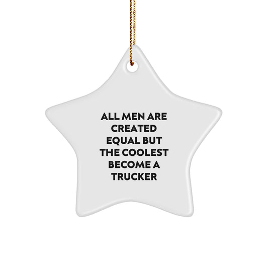 Funny Trucker Gifts for Men Trucker Star Ornament, Trucker Themed Star Decoration, Christmas Unique Gifts from Friends to Family - Image 1