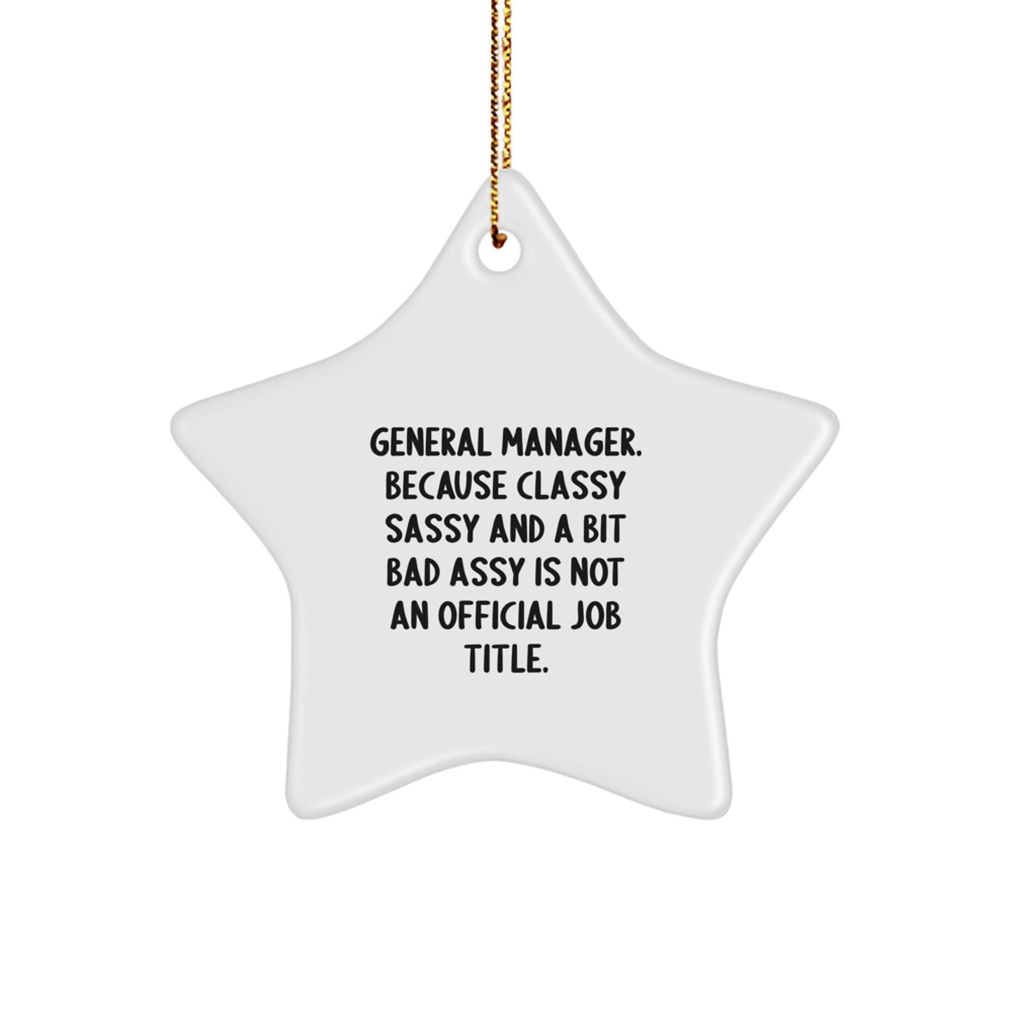 Funny General Manager Gifts, Star Ornament with Sassy Quote, Christmas Decoration for General Manager Office - Image 1