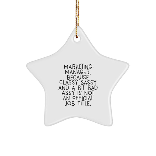 Marketing Manager Funny Star Ornament, Gifts from Coworkers to Family for Christmas Unique Gifts - Image 1