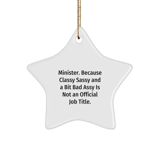 Funny Minister Star Ornament, Gifts for Minister Friends, Unique Christmas Unique Gifts from Men to Women - Image 1