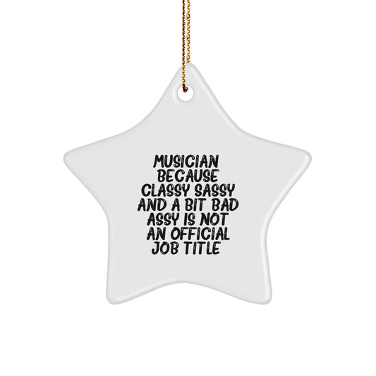 Funny Musician Gifts from Friends to Musician Men - Musician Star Ornament, White Star Shaped Decorative Christmas Unique Gifts - Image 1