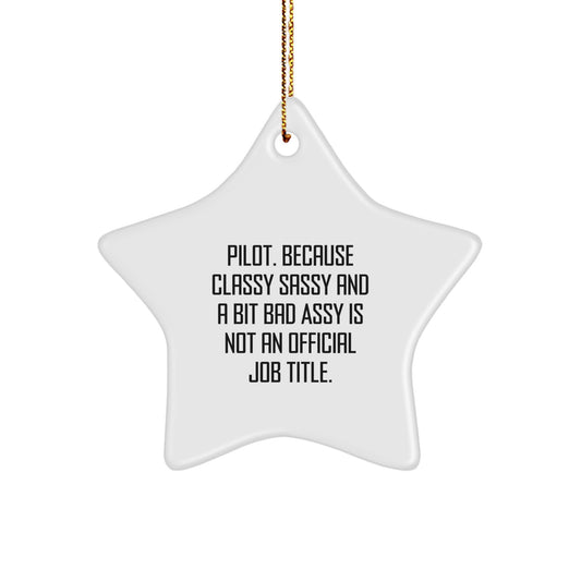 Bold Pilot Star Ornament Christmas Gift for Coworkers Unique Idea - Image 1