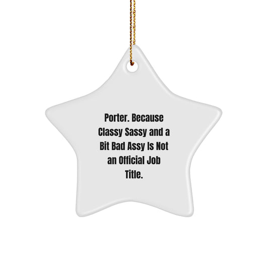 Christmas Gift for Her Porter Star Ornament – Classy Sassy Keepsake - Image 1