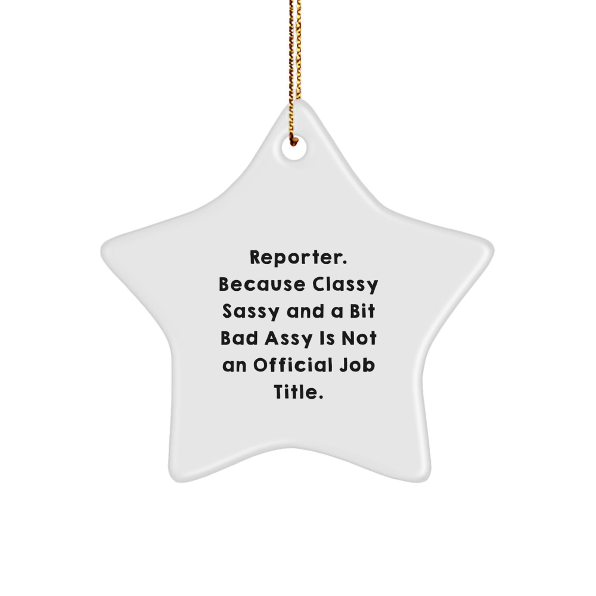 Funny Reporter Star Ornament - Gifts from Friends, Family, or Coworkers for Reporter, Christmas Unique Gifts - Star Ornament, White, 3.25\ - Image 1