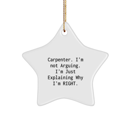 Funny Carpenter Gifts from Men, Unique Christmas Star Ornament for Carpenter Friends and Family - Image 1