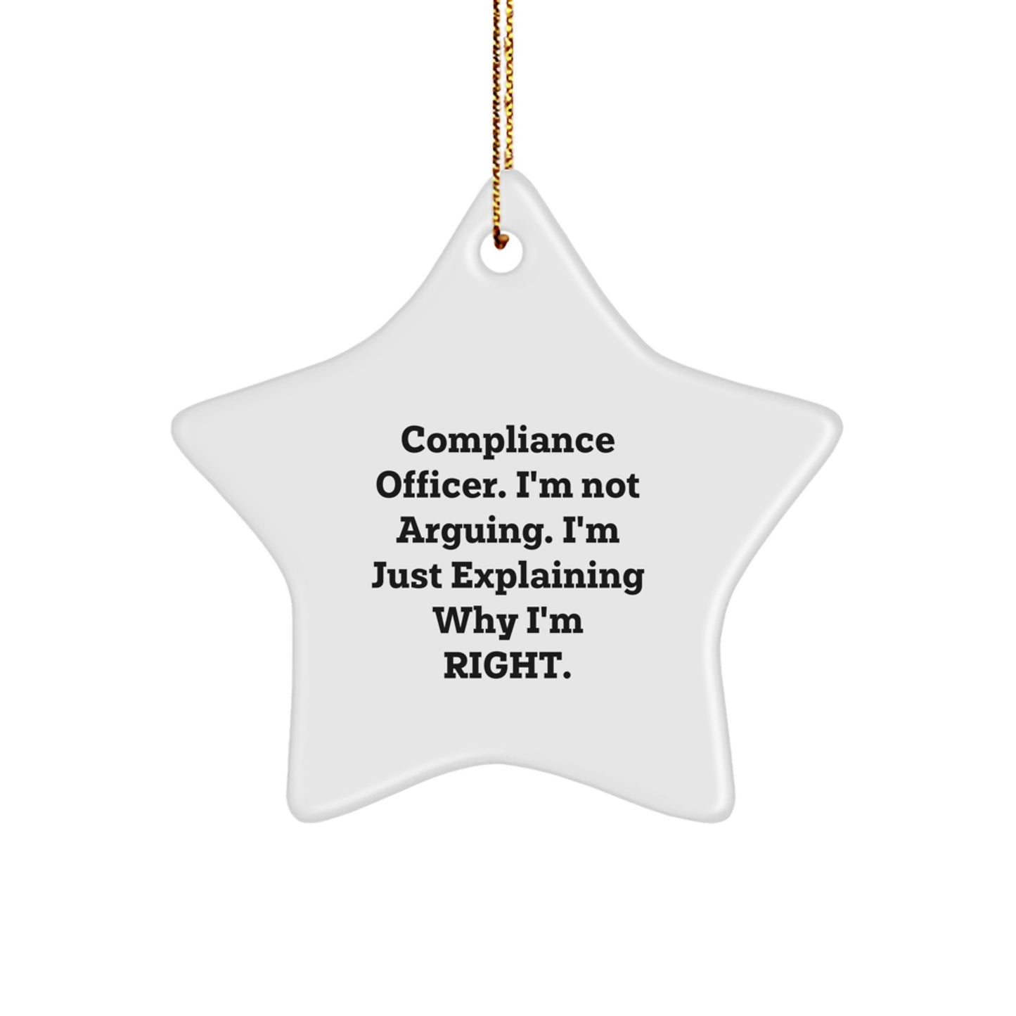 Funny Compliance Officer Gifts for Men, Unique Star Ornament, I'm Not Arguing, Gifts from Friends and Family to Coworkers, Christmas Decorations - Image 1