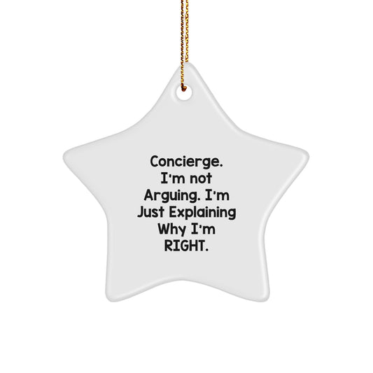 Gifts from Friends and Family to Concierge Men or Women, Funny Concierge Star Ornament, Christmas Unique Gifts, Star Shaped Decorations - Image 1
