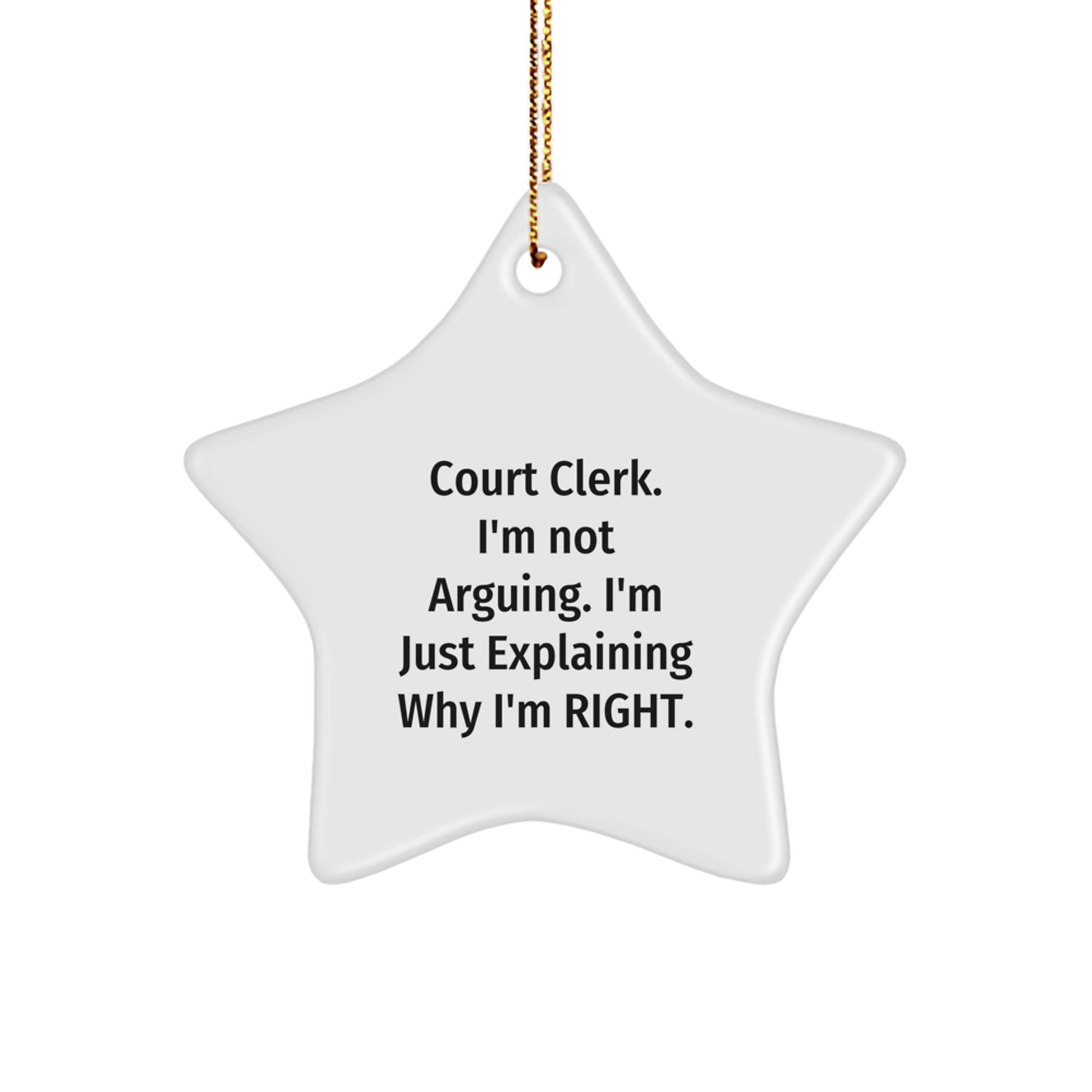 Funny Court Clerk Star Ornament, Gifts from Family to Court Clerks, Court Clerk Humor Christmas Unique Gifts - Image 1