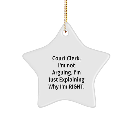 Funny Court Clerk Star Ornament, Gifts from Family to Court Clerks, Court Clerk Humor Christmas Unique Gifts - Image 1