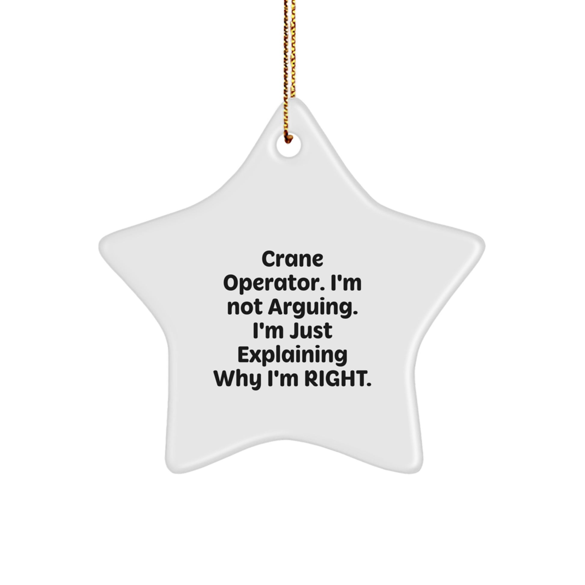 Crane Operator Christmas Unique Gifts from Friends for Men - Funny Star Ornament with 'I'm Not Arguing. I'm Just Explaining Why I'm Right.' Quote - Image 1