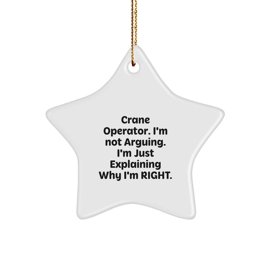 Crane Operator Christmas Unique Gifts from Friends for Men - Funny Star Ornament with 'I'm Not Arguing. I'm Just Explaining Why I'm Right.' Quote - Image 1
