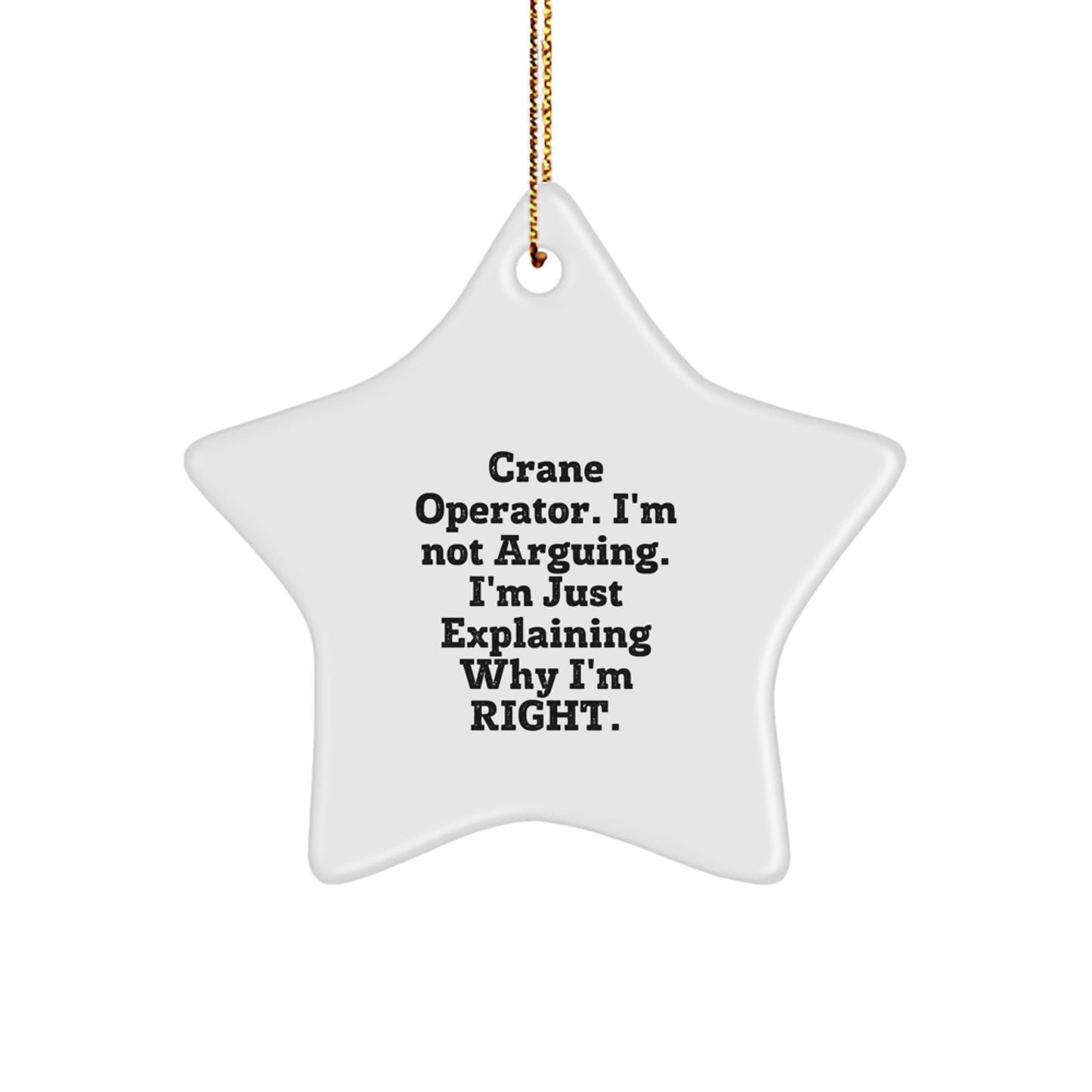 Funny Crane Operator Gifts for Men, Unique Star Ornament with 'I'm Not Arguing. I'm Just Explaining Why I'm Right.' Quote, Christmas Decorations from Friends, Perfect for Coworkers - Image 1