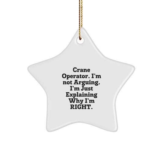 Funny Crane Operator Gifts for Men, Unique Star Ornament with 'I'm Not Arguing. I'm Just Explaining Why I'm Right.' Quote, Christmas Decorations from Friends, Perfect for Coworkers - Image 1