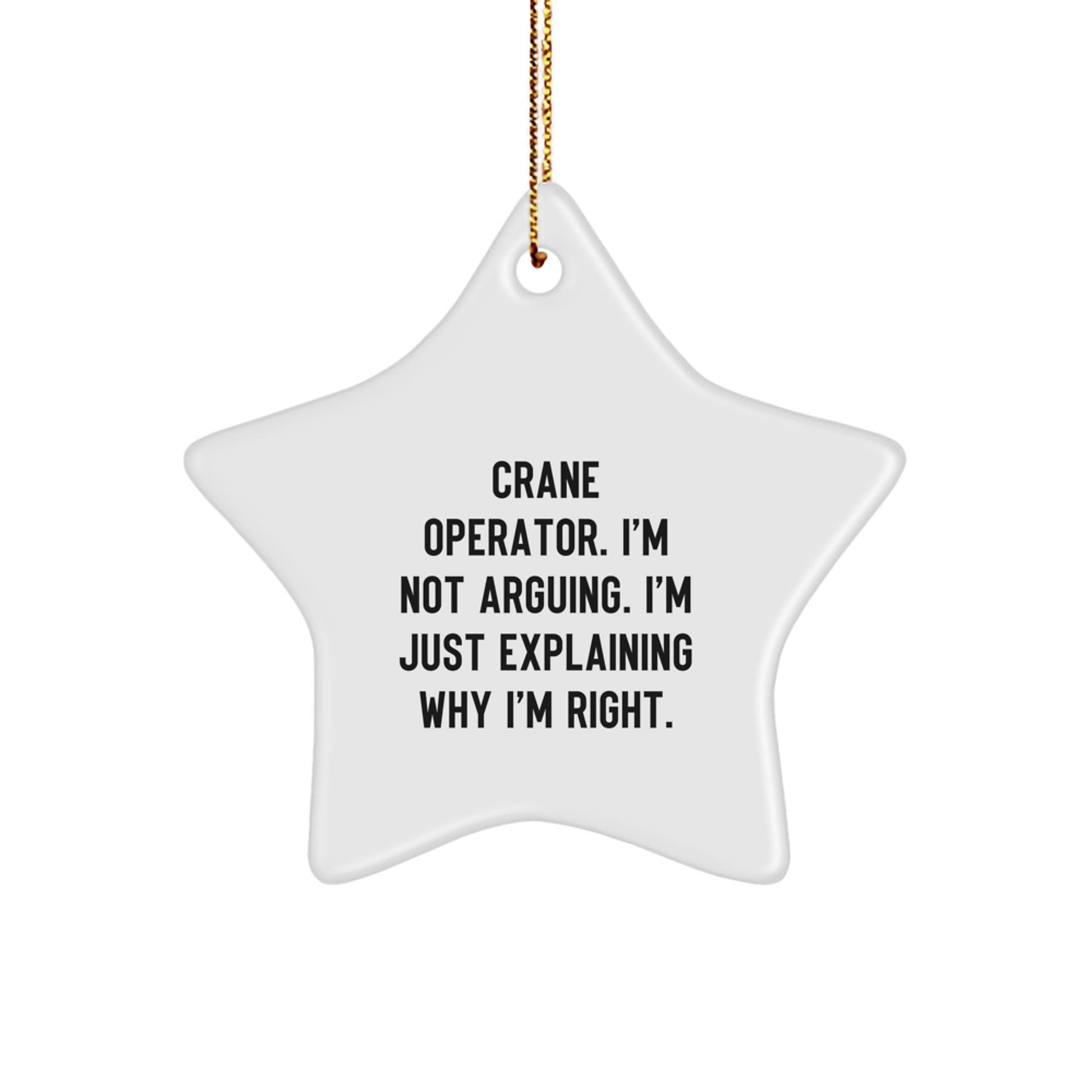 Funny Crane Operator Quotes Gifts from Men to Crane Operator Friends at Christmas Unique Star Ornament - Image 1